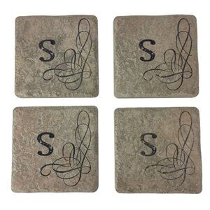 Lucky Day Designs Square Stoneware Coasters Set Of 4 Initial S